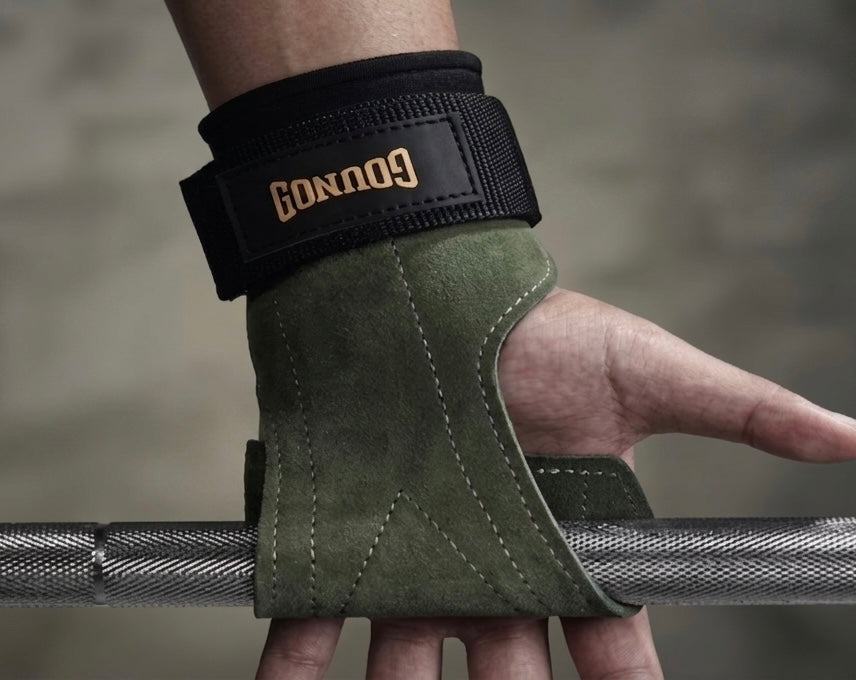 Leather gym grips for deadlifts, rows and pull-ups