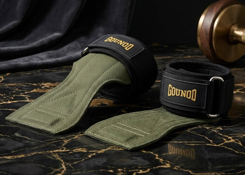 Leather lifting grips included in the bundle