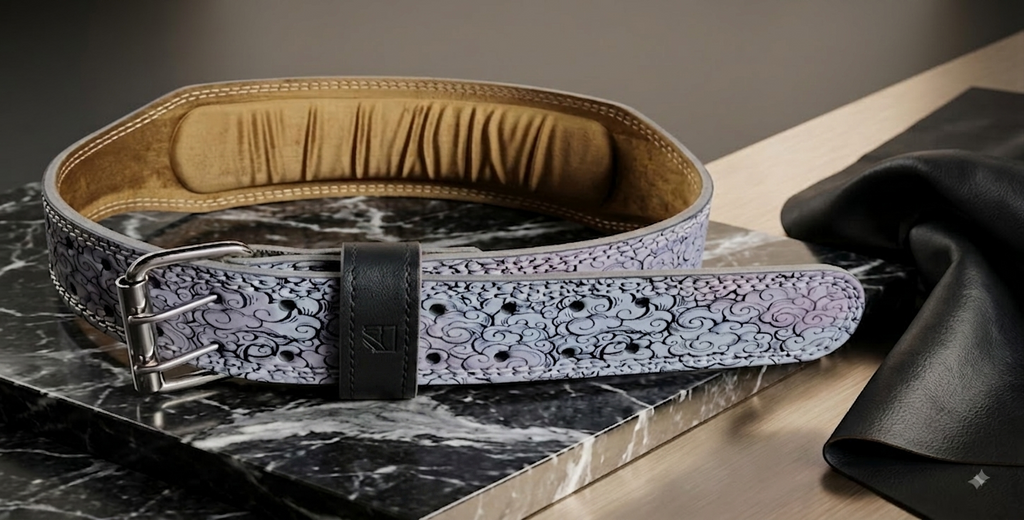 Samurai Edge Lifting Belt — White PU Leather